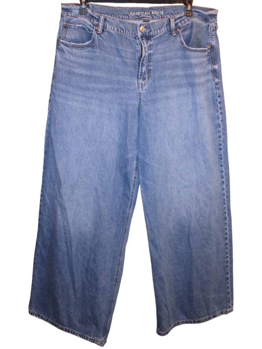 American Eagle Ultra Wide Leg Jeans Womens 18 Long Light Wash Cotton Baggy